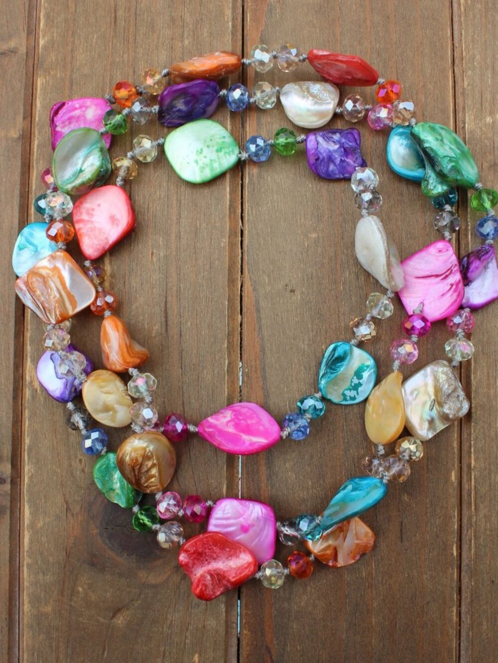 Unique Multi-Colored Shell Crystal Necklace